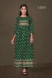 Style Long Kurtis avec Fancy Foil Print Kurtis avec Plus Size For Beautiful India Girls and Women - Product Image 2