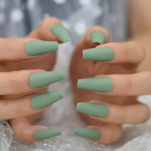 Opaco Verde Medio Punte False Del Chiodo per Finger Copertura Completa Conici Falso Bara Consigli Sottile Dito Nails Art L5738