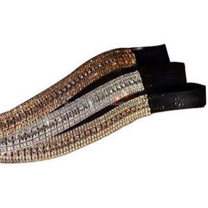 Banda multicolor de cuero para cejas, banda de cuero genuino con cristales, color marrón o negro, con tallas personalizadas, hermoso y elegante - Product Image 3