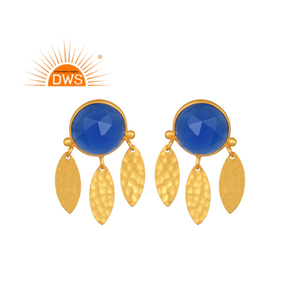 ต่างหูห้อยประดับพลอยบลูแคลซิโดนีสุดทันสมัยปี 2026 สำหรับผู้หญิง จากผู้ผลิตเครื่องประดับ - Product Image 1