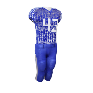 Conjuntos de uniformes de fútbol americano de alta calidad Ropa DEPORTIVA UNIVERSITARIA con cuello en V azul con mangas cortas Kits de características transpirables - Product Image 3