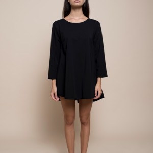 SM Best quality Italian crew neck mini dress with rouge behind, pockets, rounded bottom with slits, for <b>party</b> - Product Image 5
