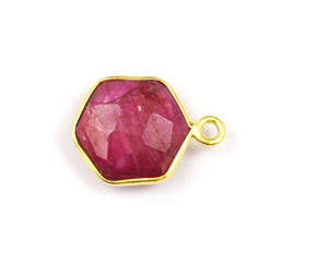 Conector hexagonal bohemio hecho a mano, bisel chapado en oro Vintage con componentes de joyería de declaración de varias piedras - Product Image 5