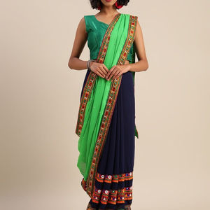 Bollywood designer saree designer miroir travail fleur conception tissu de soie douce impression numérique couleur marron sari avec chemisier inde alphanumero - Product Image 1