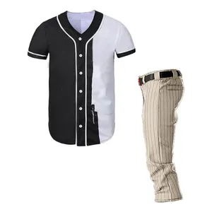 Özel Logo ucuz özel dikişli spor düz pinstripe beyzbol formaları beyzbol forması ve pantolon