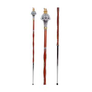 Thistle Rose Enterprises <b>Drum</b> Major Mace Embossed Head Gold Chrome Lion & Crown Top Malacca Cane Pipe Band Musical Accessories - Product Image 2