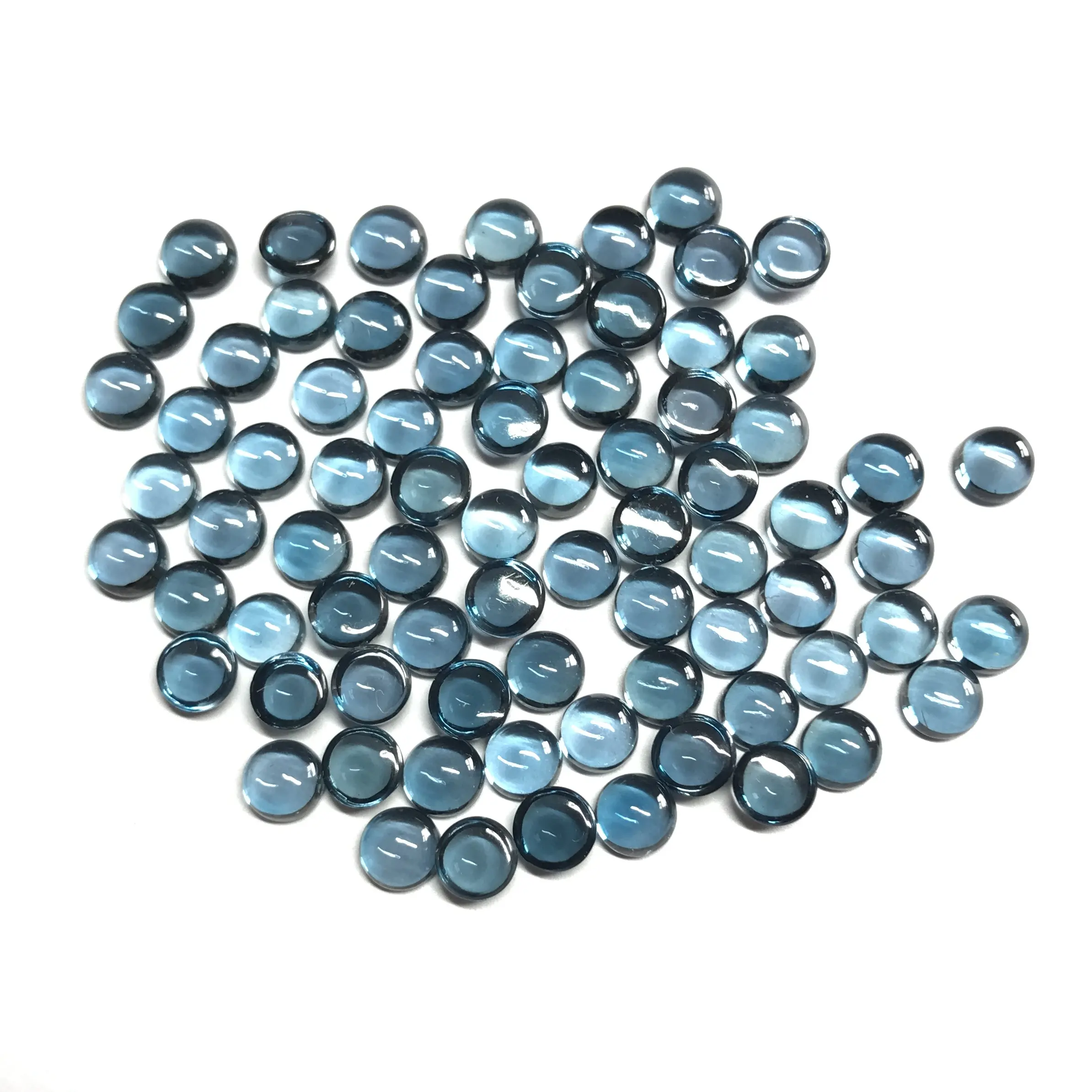 Pedra preciosa longa azul natural topaz 5mm, solta redonda cabochão
