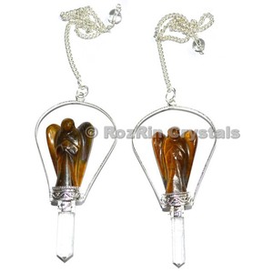 Pendules en pierre naturelle oeil de tigre, piercing d'ange, fournitures - Product Image 2