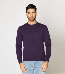 Made in Italy abbigliamento 100% maglioni da uomo in filato di cashmere girocollo maglione viola per l'inverno - Product Image 1