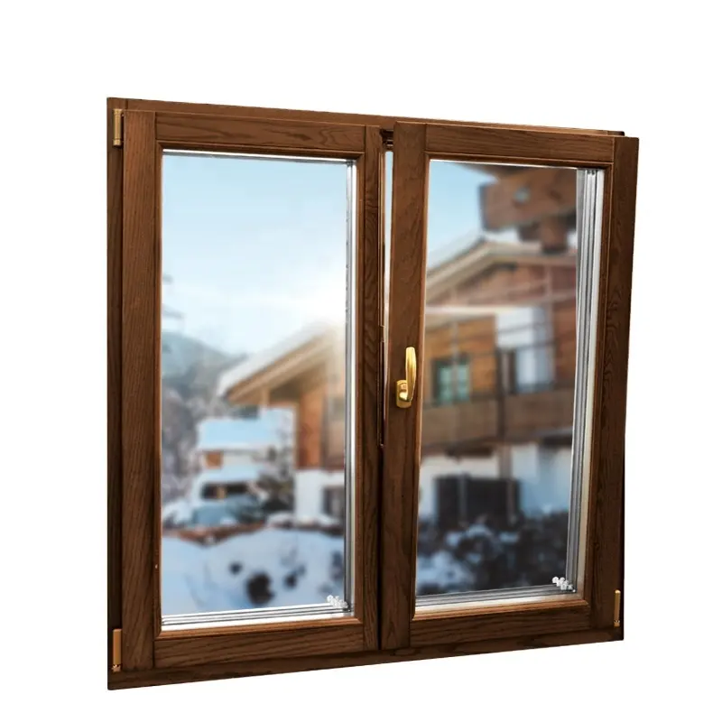 Aluminum Clad Wood Material Triple Glazed Thermal Insulation Window
