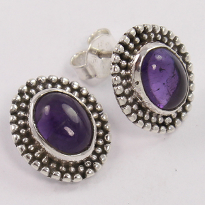 Boucles d'oreilles naturelles les plus vendues avec améthyste violette à facettes ovales Boucles d'oreilles vintage en argent sterling 925 pour filles et femmes - Product Image 1