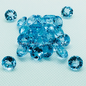 "11mm ronda brillante corte Topacio azul cielo Natural" Venta al por mayor precio de fábrica de alta calidad facetas de piedras preciosas sueltas por quilates - Product Image 2