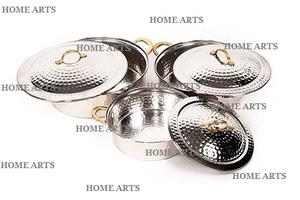 Plat de service alimentaire en acier inoxydable martelé, forme ronde, taille personnalisée, par Home Arts - Product Image 4