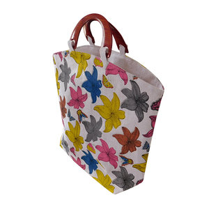 Bolso de mano de yute con borlas de lino para mujer de verano con estampado de flores, bolso de playa ecológico, bolso de sisal reciclado - Product Image 4