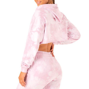 2021 New Arrival Fashion Casual Wear Tie Dye Pullover Hoodie Crop Top Hoodies for women Hot <b>sale</b> products - Product Image 2