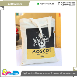 Bolsas de lona recicladas de algodón cardado 100% de calidad superior, bolsas de compras personalizables, venta al por mayor, proveedor indio a granel - Product Image 4