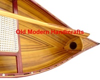 Véritable canoë à fond rouge avec pagaie, bateau en bois artisanal pour lac, kayak canoë à vendre