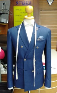 Bộ vest nam may đo, hai hàng khuy, size lớn, 2 mảnh, tay dài, cổ ve, xếp ly phía trước, cài khuy - Product Image 2