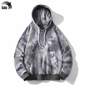 2024 nueva llegada de los hombres de talla grande suelta de manga larga pulóver sudaderas con capucha personalizado Tie Dye Print Logo sólido invierno moda polar - Product Image 3