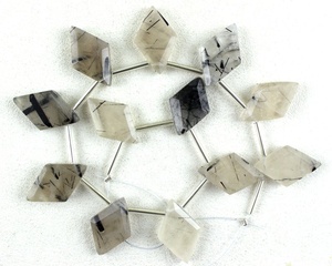 1 mèche de cheveux de bonne qualité, 12 pièces, pierre précieuse Rutile noire naturelle, forme de cerf-volant à facettes, perles de Briolette - Product Image 1