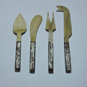 4-Piece Luxury Flatware Set Natural Wood and Resin Handle for Home Hotels Restaurants Handcrafted Cheese Cutting Tool Utensils - Product Image 3