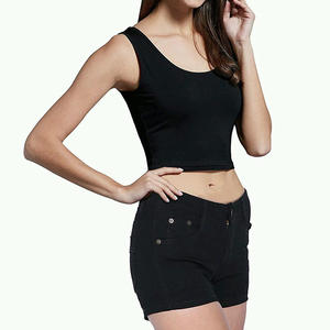 Haut court sexy pour femmes, couleur noire, avec short de motard, tenue d'extérieur, pour l'été, nouvelle collection - Product Image 5