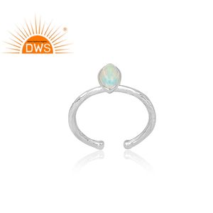Natural Pear Cut Ethiopian <b>Opal</b> Gemstone <b>Ring</b> Supplier Hand hammered Fine 925 <b>Silver</b> <b>Ring</b> Jewelry Manufacturer - Product Image 2