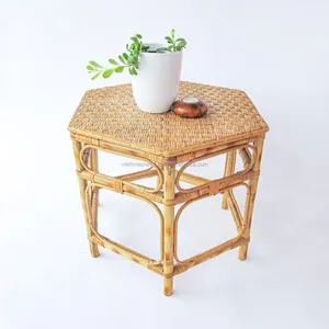 Vintage Woven Rattan und Bambus Hexagon Seite Tabelle Großhandel made in Vietnam