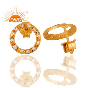 พลอยบุษราคัมสีขาวสำหรับงานแต่งงาน,เครื่องประดับต่างหูทำมือทรงกลมต่างหูชุบทองเครื่องประดับเงินขายส่ง - Product Image 2