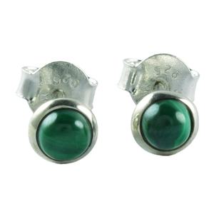 Pendientes de tuerca de estilo étnico de Plata de Ley 92,5 hechos a mano, atractivo diseño de piedra de malaquita para compromiso, regalo de fiesta de boda - Product Image 2