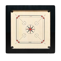 Tablero de Carrom HRM Blanco, Impermeable, Portátil, Ligero, Duradero, Ajustable, Modelo Bull Dog Men Striker, MDF Reciclado, Personalizable