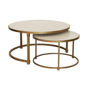Modern Rustic <b>Nesting</b> Coffee <b>Table</b> Set of 2 Home Restaurant Hotels Metal <b>Tables</b> with Glass Top for Living Room Furniture - Product Image 4