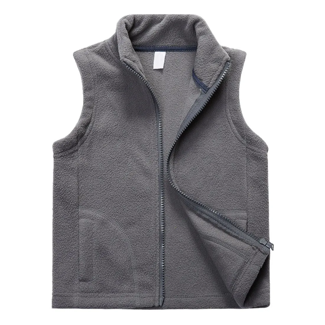 Wholesale light grey men's Gym polar fleece brushed fleece warm winter sleeveless vest for men