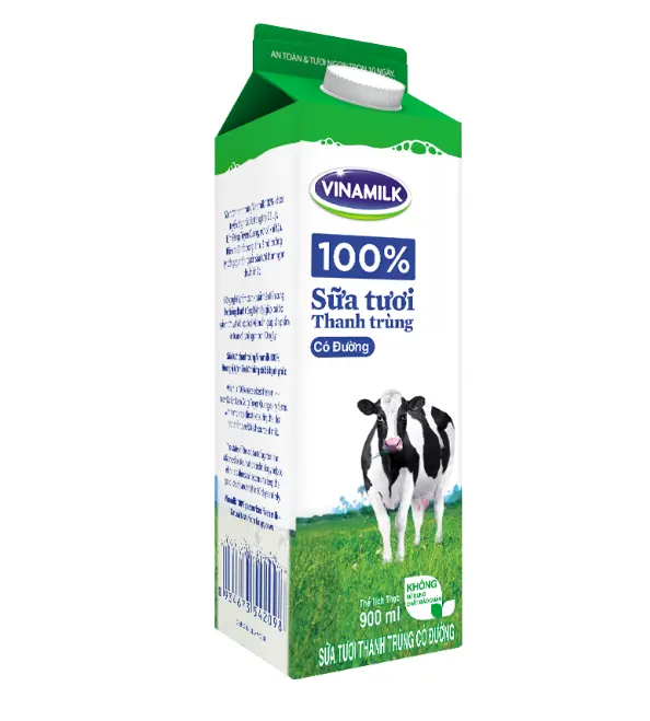 Pasteurized Milk - Vinamilk - High Quality - Sweetened - Packing Box 900ミリリットルX 12 Boxes Per Carton Children Adults ISO BRC GMP Gap