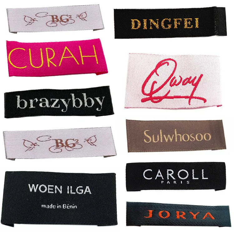 Personalized design making woven cotton logo neck labels patch for shirts / garment