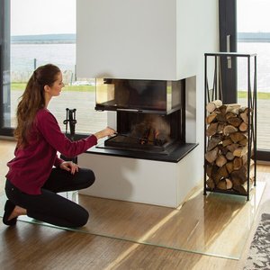 Support de rangement rectangulaire en bois en maille métallique avec finition noire, parfait pour les accessoires de maintien de bûches d'intérieur et d'extérieur - Product Image 2
