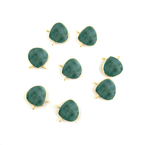 เซ็ตขอบ16มม. จี้รูปหัวใจเหลี่ยมเพชรพลอยมรกตสีทองโรเดียมเวอร์เมลทนทานสีเงินสเตอร์ลิง - Product Image 3