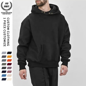 Sweat à capuche à boutons surdimensionné pour homme Sweat-shirt en coton 400gsm avec garnitures côtelées et épaules tombantes pour le printemps - Product Image 4