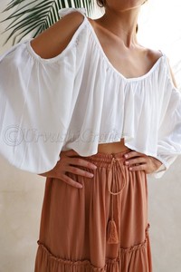 Camicetta Vintage elegante alla moda con maniche lunghe a spalla fredda a maniche lunghe in salice bianco festivo per camicetta <span class=keywords><strong>da</strong></span> festa <span class=keywords><strong>da</strong></span> <span class=keywords><strong>sera</strong></span> - Product Image 6