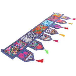 Vintage Handmade Indian Cotton Door Hanging Embroidery Mirror Work Toran Window Valance Topper for Bedroom Wholesale Living Art - Product Image 1