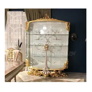 Royal Glass Display Cabinet For Dining Room Luxury Carved Curio Cabinet For Living Room European Hand Carved Curio Cabinet