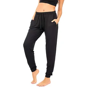 Kadın İpli hafif terleme Yoga dinlenme pantolonu Jogger cepler ile
