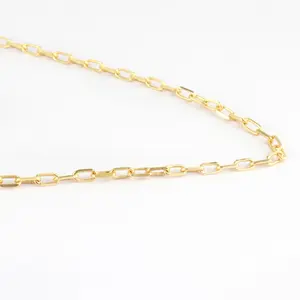 Zengin kişilik çekici moda 18k altın kaplama zincir 16 + 2 inç 2x5mm oval kutu bağlı zincir kolye güzel sevgililer hediye