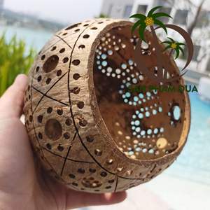 Applique murale en noix de coco à abat-jour rond COCO-ECO/lampe en noix de coco sculptée Vietnam/lampe en palmier de noix de coco de divers designs - Product Image 4