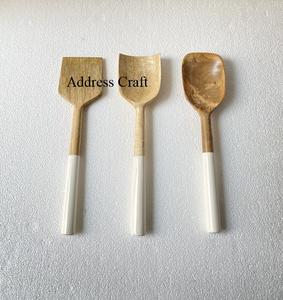 Juego de queso de madera de estilo coreano con mango de resina blanca, juego de cubiertos de lujo para restaurante de Hotel y hogar, juego de cubiertos de alta calidad - Product Image 3