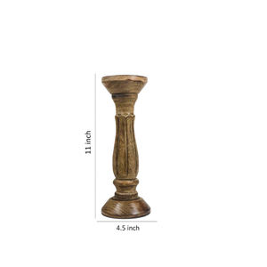 Portavelas de madera para velas de Pilar Portavelas de madera rústica Centro de mesa Decoración Vintage Soporte alto decorativo - Product Image 2