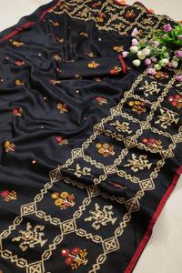 Plus belle tenue de mariage Jute soie imprimé Saree avec chemisier pièce femmes indiennes portent Sari bas prix en gros Surat ethnique - Product Image 4