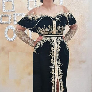 Elegante vestido de boda y fiesta de caftán marroquí negro con bordado pesado Elegante aspecto tradicional Colección 2025 - Product Image 1