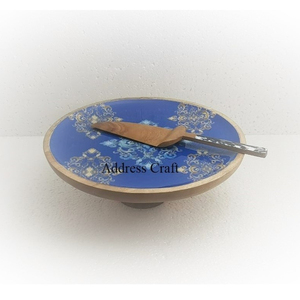 Soporte de pastel de madera con estampado de esmalte de último diseño, vajilla, decoración de boda, aspecto moderno, forma redonda, soporte para servir postres para fiesta - Product Image 1