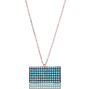 Rectángulo forma geométrica Nano turquesa piedra encanto collar turco hecho a mano venta al por mayor 925 joyería de plata esterlina - Product Image 1